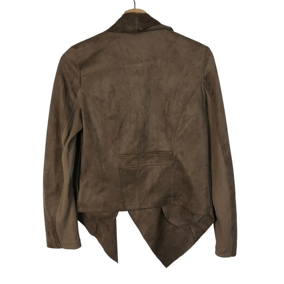 Vigoss Brown Faux Leather Suede Drape Front Moto Jacket S - Picture 3 of 5